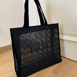 New Authentic Dior Black Mesh Tote Bag
